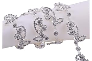 KAOYOO 1 Yard Flower Shaped Crystal Rhinestone Chain Trim for Sewing Craft,Clothing,DIY,Bridal Bouquet Embellishments