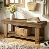 HOKYHOKY Solid Wood Entryway Bench - 42.6" Farmhouse Long Narrow Benches | Rustic Natural, Storage Bench, Easy Assembly, for Indoor, Entryway, Dining Room, Living Room, Bedroom and Hallway