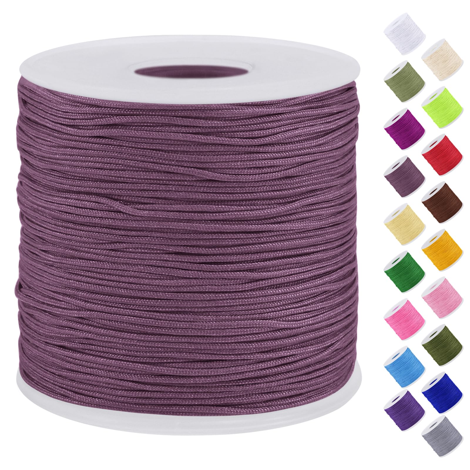 Uiopa Nylon Cord, 0.7mm x 131 Yards Nylon String for Bracelet Making, Beading Thread Bracelet Cord for Necklace, Jewellery Making, Macrame, DIY Crafts, Gray Purple