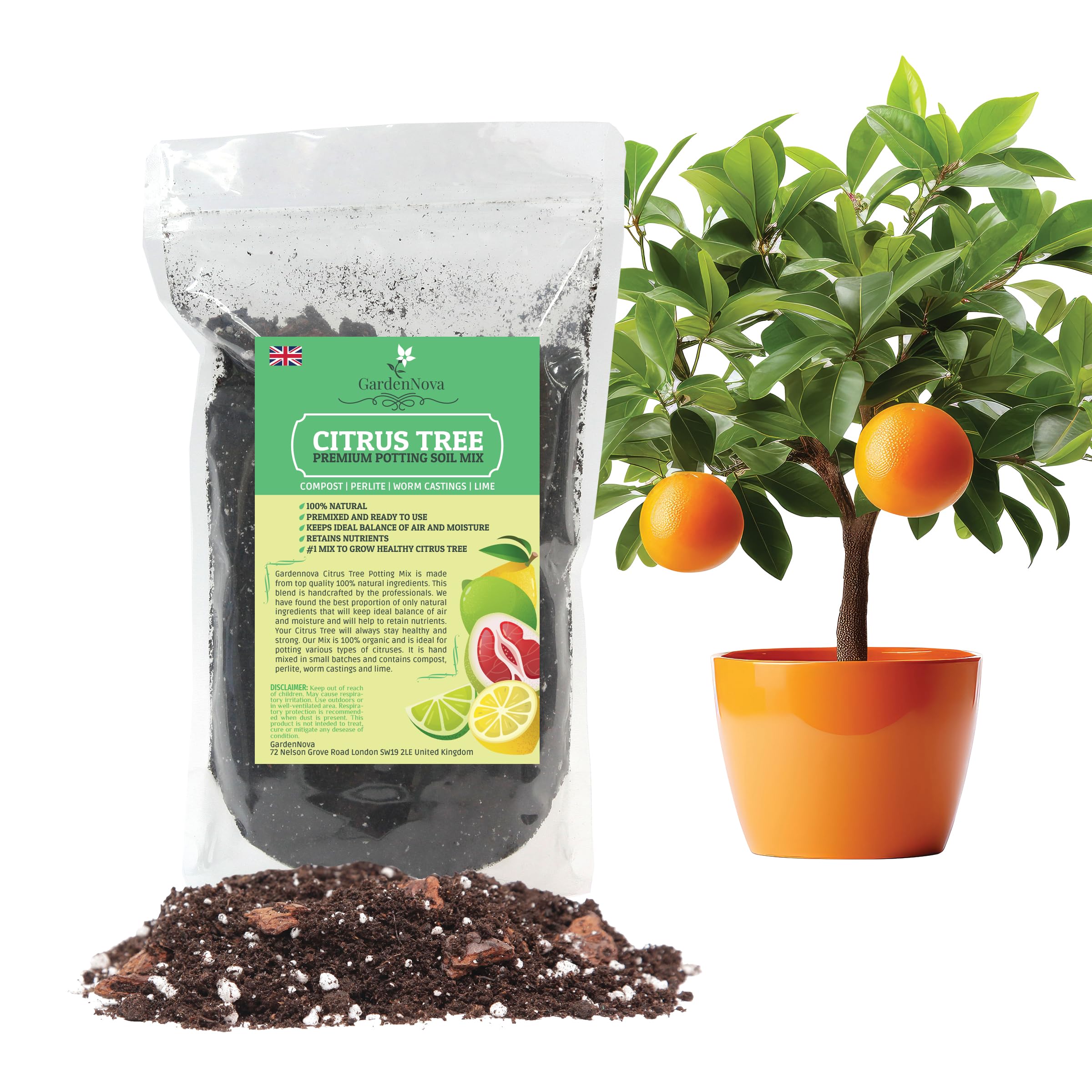 Citrus Tree Potting Soil Mix, Special Blend for Indoor Oranges, Lemons, Limes and More - (1 Liter Bag)