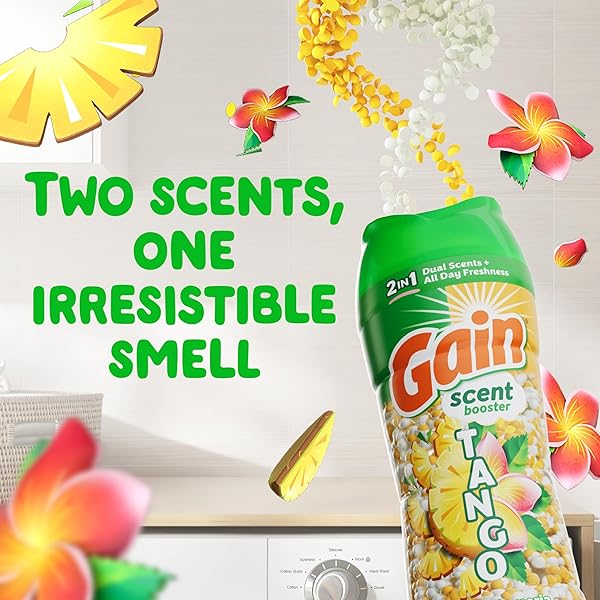 GAIN TANGO 2-IN-1 LAUNDRY SCENT BOOSTER BEADS, PIÑA AND PLUMERIA SCENT, 10.7 OZ, LAUNDRY BEADS WITH DUAL SCENTS PLUS ALL DAY FRESHNESS
