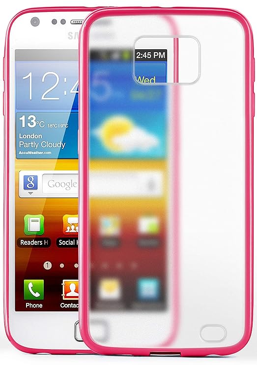 moex Samsung Galaxy S2 | Hülle Slim Transparent Rosa Impact Back-Cover Dünn Schutzhülle Silikon Handy-Hülle für Samsung Galax