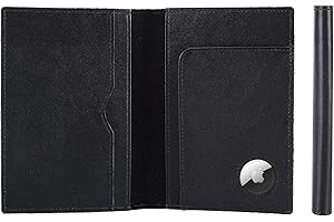 STAR VISTA Albatross Leather Travel Passport Holder, Minimalist Design, Calfskin Leather Case for Women and Men - Slim Passport Wallet, Bifold, RFID Blocking, with AirTag Holder, Black