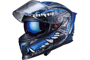 BEON Full Face Motorcycle Helmet, Street Bike Helmet with Clear&Tinted Visors and Multiple Vents, Motocross Casco DOT Approved for Adult Men Women