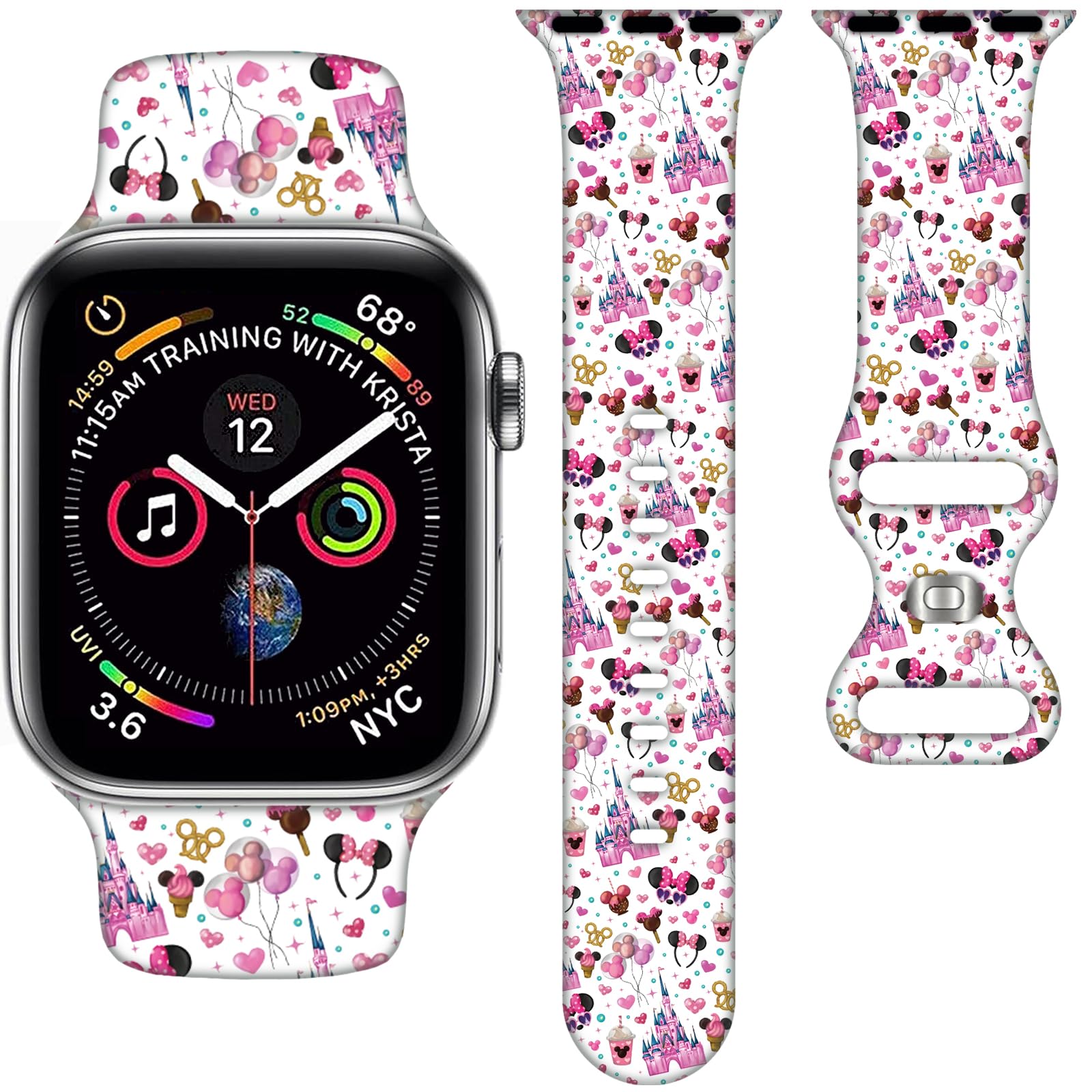 Cartoon Band Compatible with Apple Watch 38mm/40mm/41mm/42mm/44mm/45mm/46mm, Cute Bands Replacement for Apple Watch Series 10 9 8 7 6 5 4 3 SE2, Silicone iWatch Band for Women Men