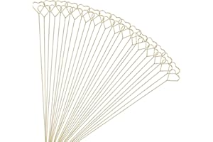 Tinsow 30 Pcs Metal Floral Place Card Holder, 13.4 Inch Heart Shape Flower Picks Clip for Floral Arrangement, Golden Gift Card Holder for Wedding and Party (Hearts)