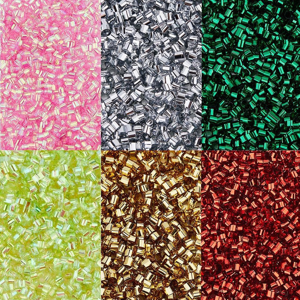 DICOSMETIC 6 Colors 120g Crispy Bingsu Beads for Slim About 12702Pcs Iridescent Soft Straw Tube Beads 3D Glitter Plastic Beads Assortment Crunchy Slime Microbeads Supplies