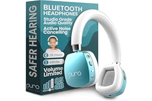 Puro Sound Labs PuroQuiet Plus Noise Cancelling Headphones for Kids, Bluetooth Kids On Ear Headphones with Mic, Lightweight On-Ear Design, Studio-Grade Sound (Teal)