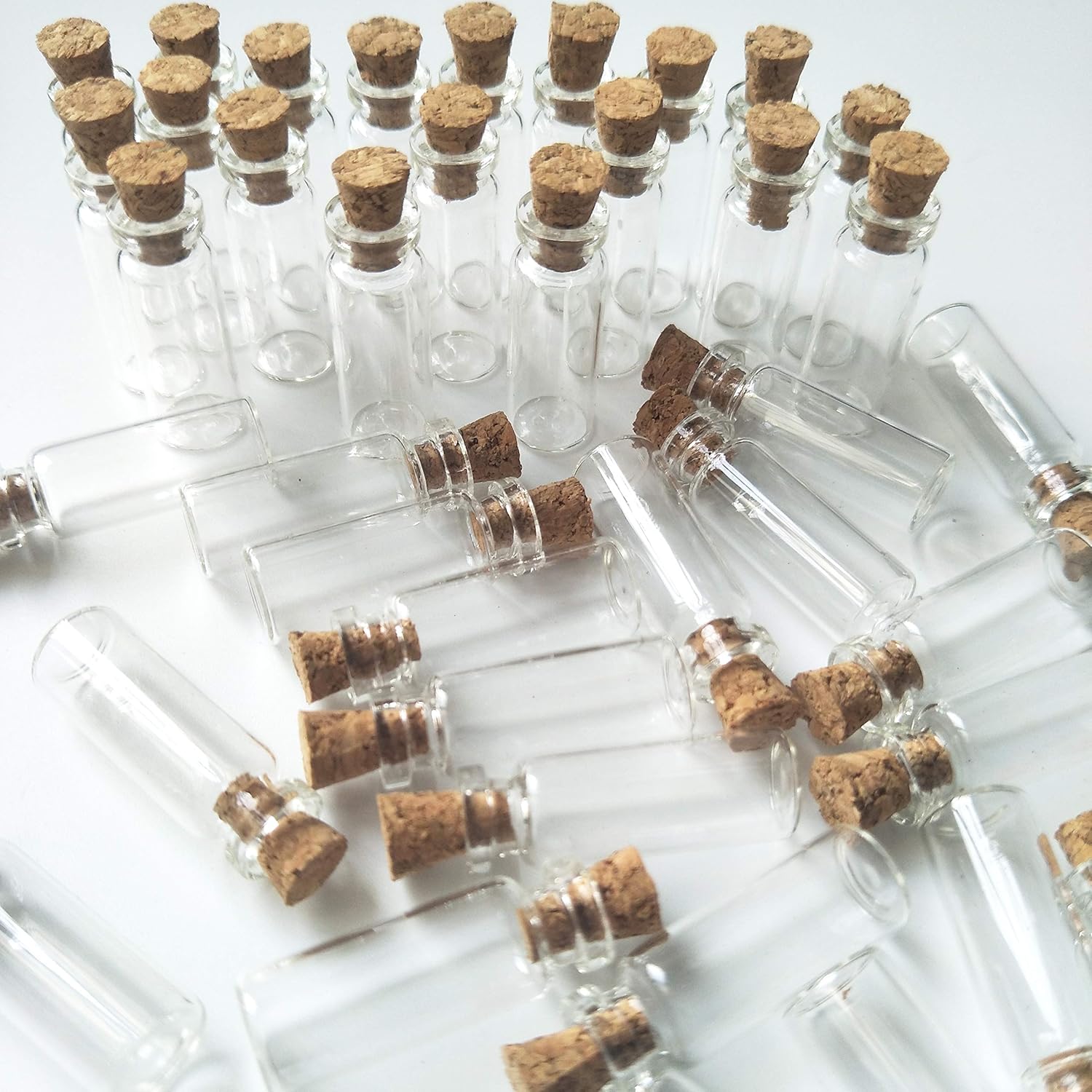 50pcs 1ml 10*28mm Small Mini Glass bottles Jars with Cork Stoppers