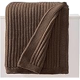 Dark Brown Chunky Knit Throw Blanket 60"x80" - Soft Cozy Thick Knitted Blanket for Couch Sofa Bed, Cute Fall Decorative Throw for Living Room