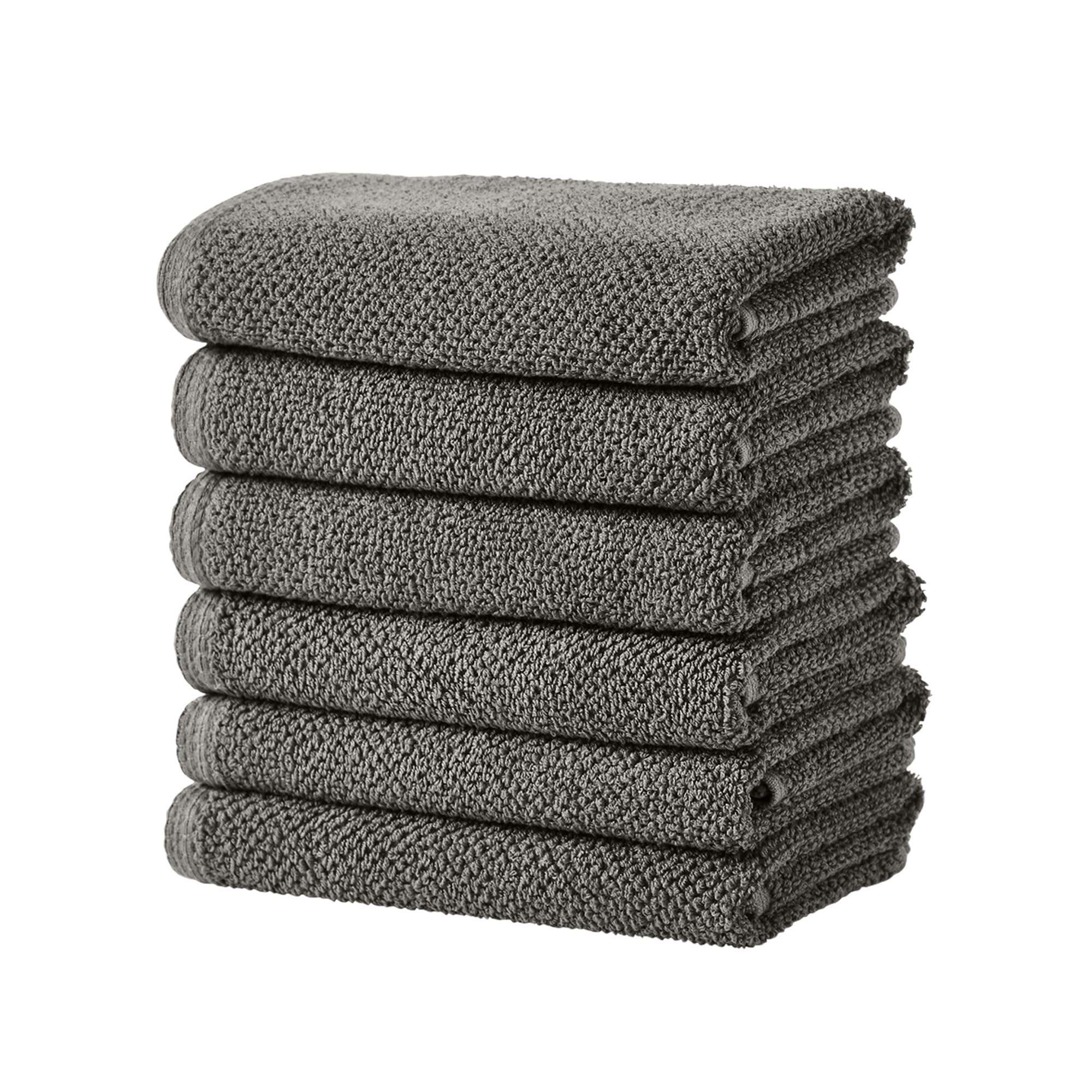 Photo 1 of Grey Hand Towels - 100% Cotton 6 Pack 26x16 Hand Towel Set - Absorbent, Quick-Drying, Durable Towels for Handroom Decor - Low-Twist, Two-Ply Fibers (Dark Grey)