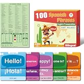100 Spanish English Bilingual Phrases Flash Cards and Phrases Chart Learning Resource for Spanish Adult Learner or Traveller Double-Sided (Each 4.4" X 2.8")