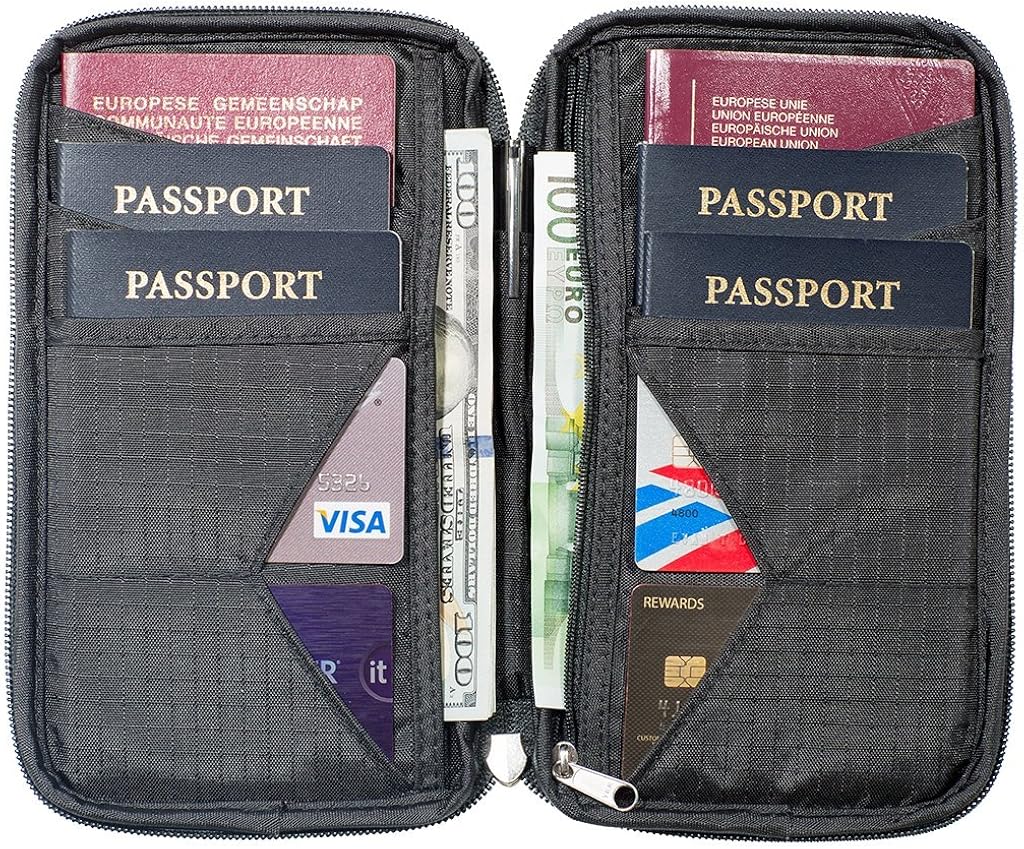 Travel Wallet & Family Passport Holder w/RFID Blocking- Document Organizer Case …: Clothing