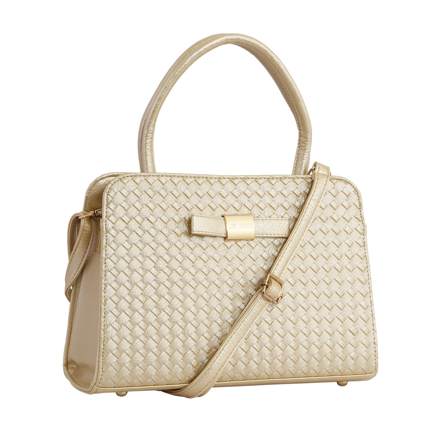 lino perros women's satchel handbag (golden)