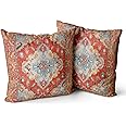 Snycler Boho Throw Pillow Covers 18x18 inch Set of 2 Boho Rug Carpet Double Sided Pattern Cotton Soft Pillow Case Cushion Cover Pillowcase for Couch Sofa Bed Decorative (Orange)