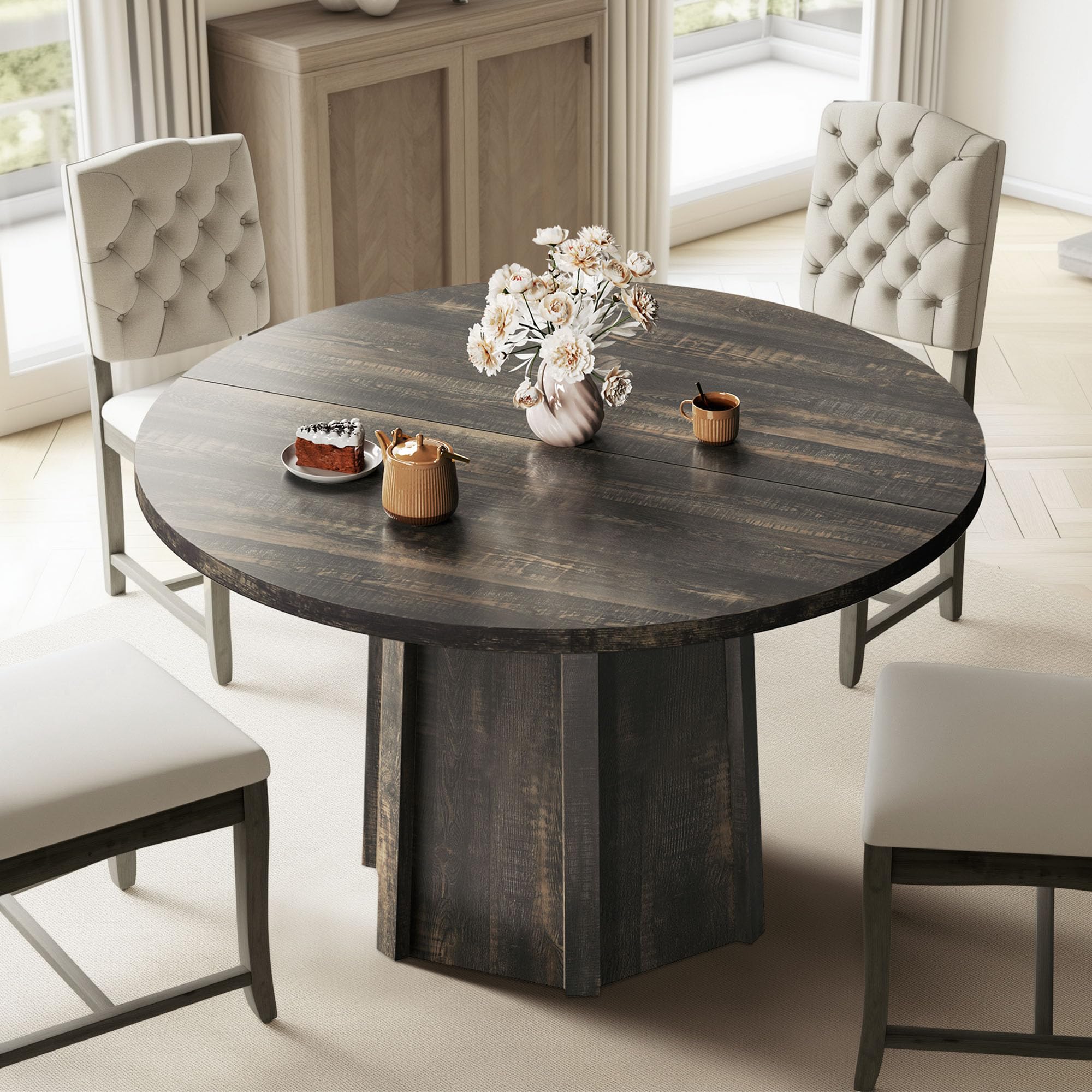 Photo 1 of ** Parts only missing unknown parts
DWVO 47" Round Dining Table for 4-6 People Farmhouse Industrial Dinning Room Table with 1.18" Thickness Wood Grain Tabletop Rustic Circle Dining Table with Hexagonal Base for Eating Dinner Grey