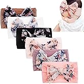 Nishine 6 Pack Cute Toddler Baby Girls Elastic Soft Nylon Headwraps Infant Knot Bow Headband Turban (Pink Set-6pcs)
