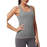 MathCat Workout Tank Tops for Women Athletic Basic Tanks Seamless Running Muscle Racerback Ribbed Yoga Tops with Built in Bra
