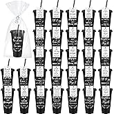 Skylety 100 Sets Valentine Christian Cups Bulk 24oz Bible Verse Plastic Tumbler with Lids Straws Religious Church Gift for Easter VBS Sunday School Party Employee Appreciation Mother (Black)