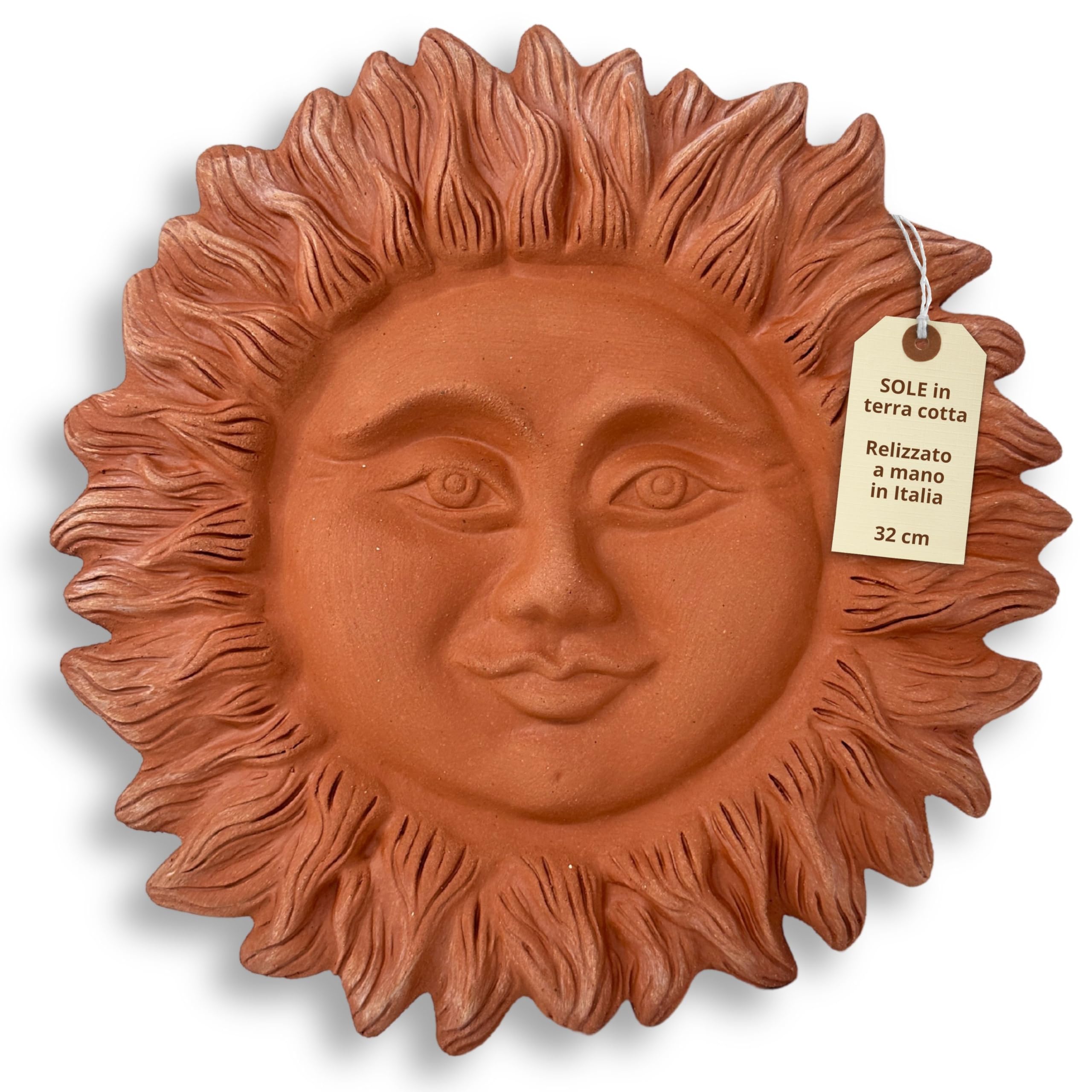 Toocook Handmade Ceramic Sun Wall Decor for Home Decor Gift Idea Handcrafted in Terracotta, Made in Italy (Sole 32 cm)