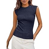 PRETTYGARDEN Women's Ribbed Tank Tops 2026 Summer Cap Sleeve Slim Fitted Knit Basic Casual Tee Shirts Trendy Fashion Clothes