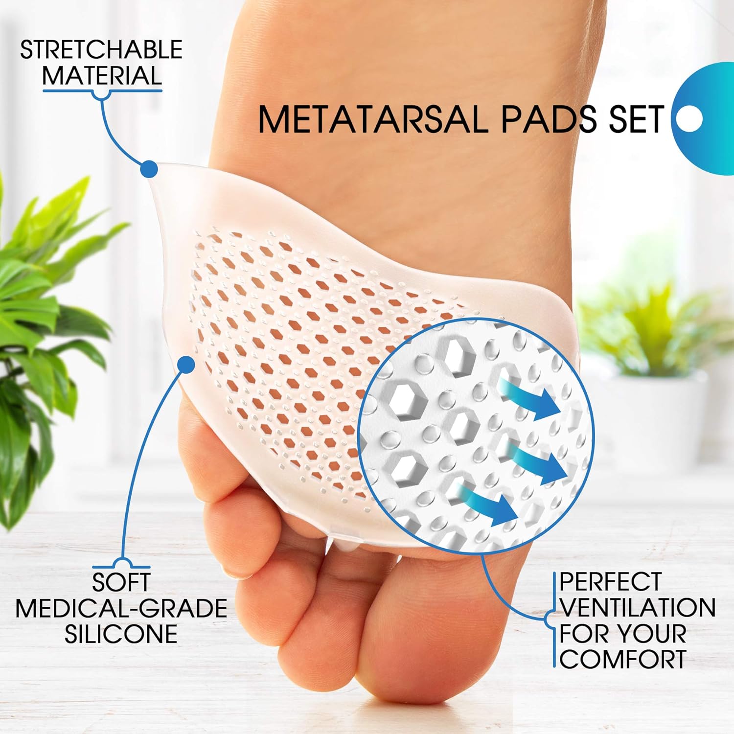 Ball of Foot Cushions (2PAIRS) - Metatarsal Pads Forefoot Pad - Metatarsal Cushion Morton’s Neuroma - Metatarsal Foot Pads - Gel Foot Cushion – Morton’s Neuroma Callus Metatarsal - Soft Gel Inserts: Health & Personal Care