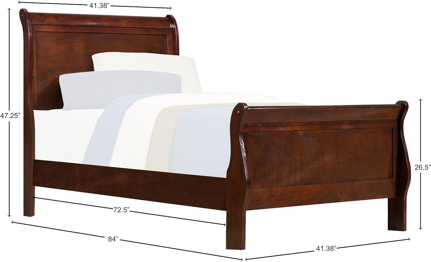 Amazon Com Homelegance Quincy Sleigh Panel Bed Twin Cherry Furniture Decor