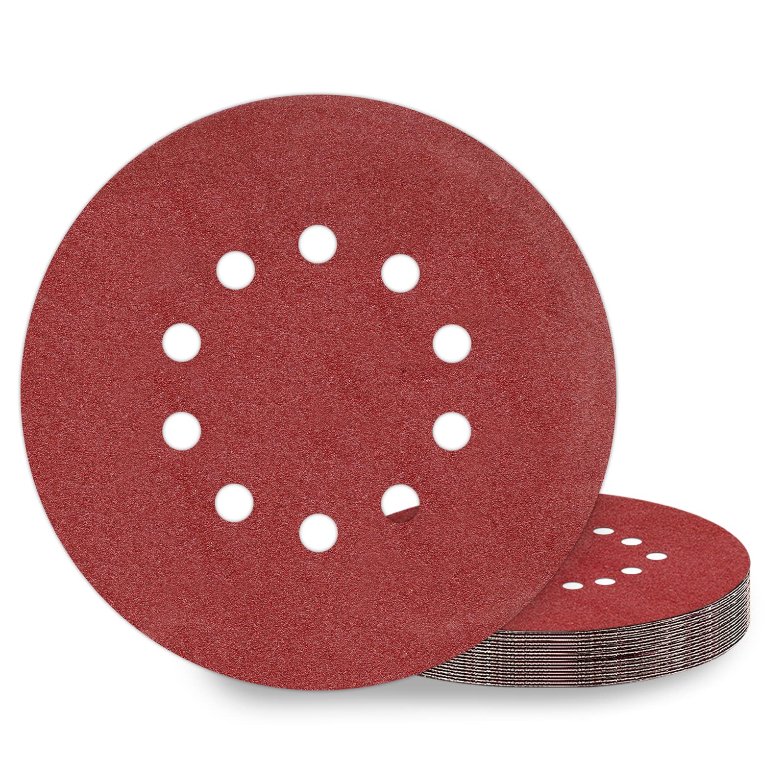 KONGMING 10 Pcs 225mm Sanding Discs Grit 120 9 inch Sanding Discs 10 Hole Hook and Loop for Drywall Sander