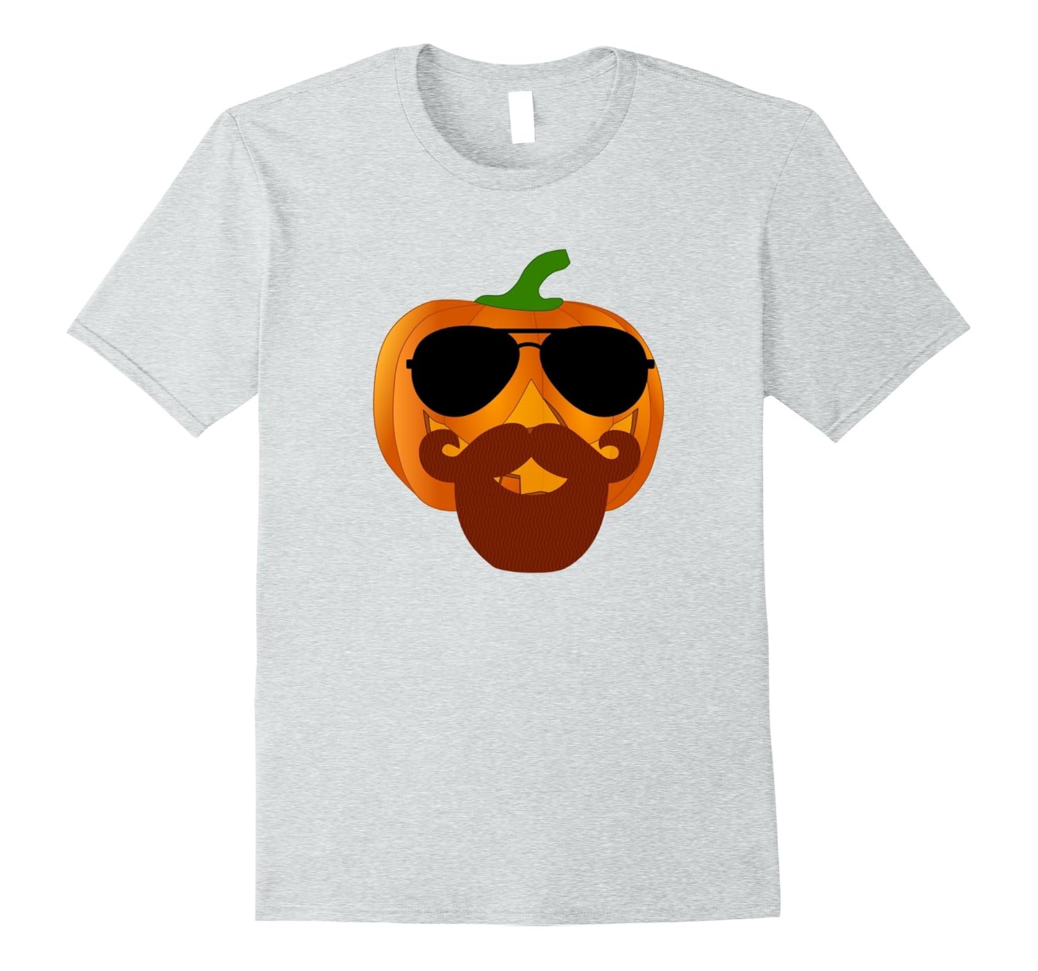 Jack O-Lantern Pumpkin Beard Mustache Funny Costume T-Shirt-ANZ