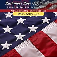 American Flag: 100% American Made US Flag - Embroidered Stars and Sewn Stripes (3 Pack)
