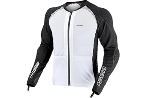 RSYSO Men's Armored Motorcycle Shirt with CE Certified Protective Mesh Motorcycle Jacket Men with Reflective Strips, All Season Motorcycle Riding Shirt for Motorcycle Bicycle Scooter Riding Gear White