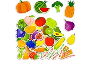 PENGFULL Felt Fruits and Vegetables Learning Pieces,62 Felt Flannel Board Pieces,Learn Common Fruits and Vegetables and Words for Kindergarten,Preschool,Toddlers