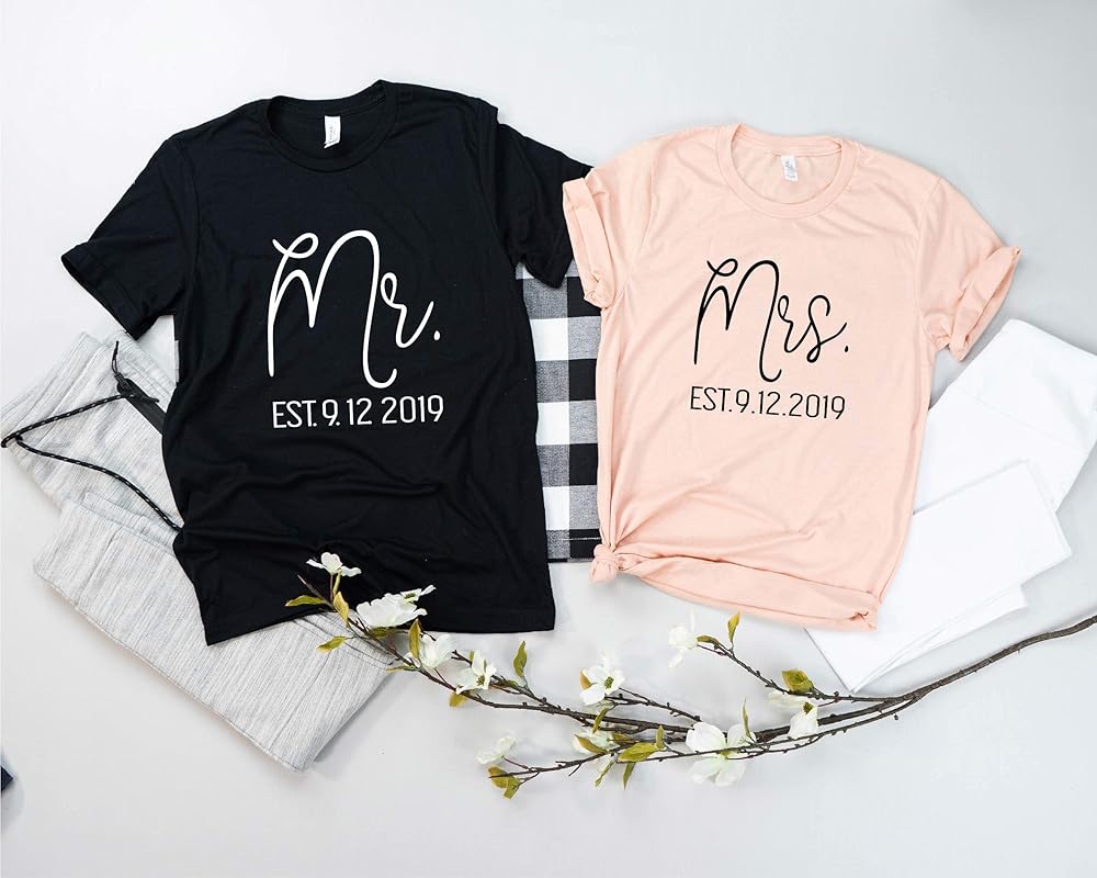 Mr and Mrs Shirts, Bride and Groom Personalized Shirt Set