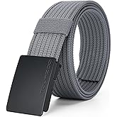 TOURZOO Nylon Military Tactical Belts for Men 1.5" No Holes Adjustable Webbing Canvas Belt for Hiking, Casual & Outdoor
