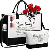MAYICIVO Bosses Day Gifts for Her Women, Cool Boss Lady Gifts Idea for Bosses Women Female Best Boss Appreciation Gift Christmas Birthday Farewell Gift - Canvas Tote Bag Makeup Bag