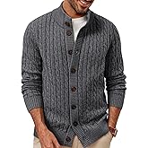 PJ PAUL JONES Mens Cardigan Sweater Button Up Stand Collar Sweater Knit Textured Sweaters