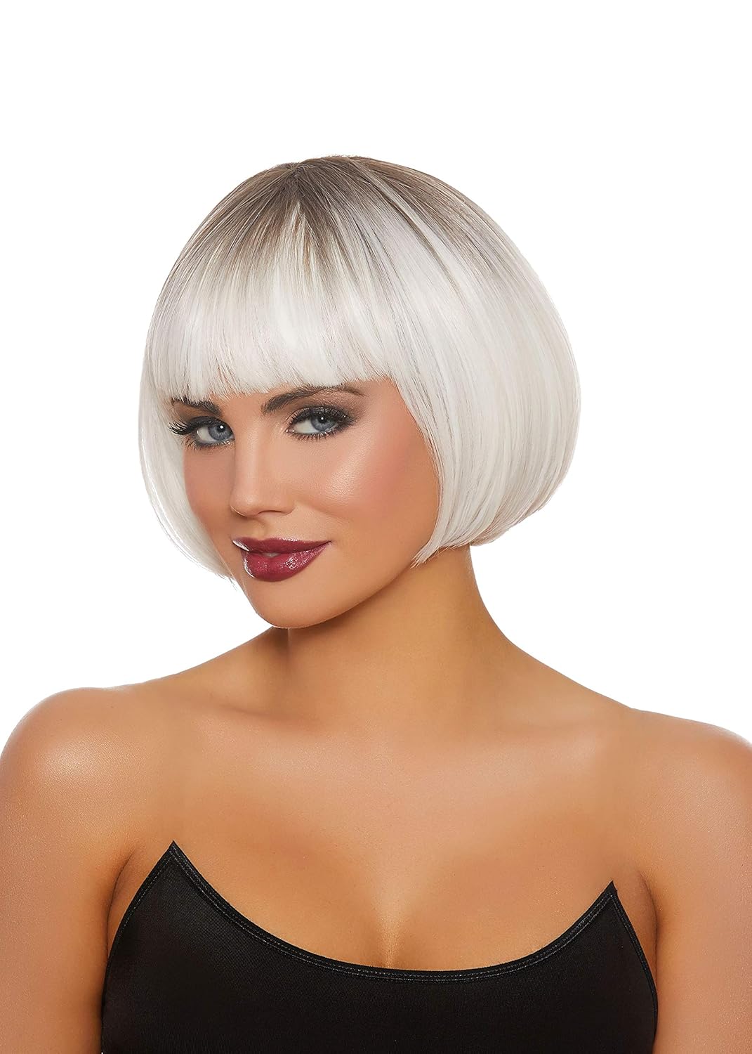 Dreamgirl Women S Dip Dye White Gray Short Bob Wig One Size