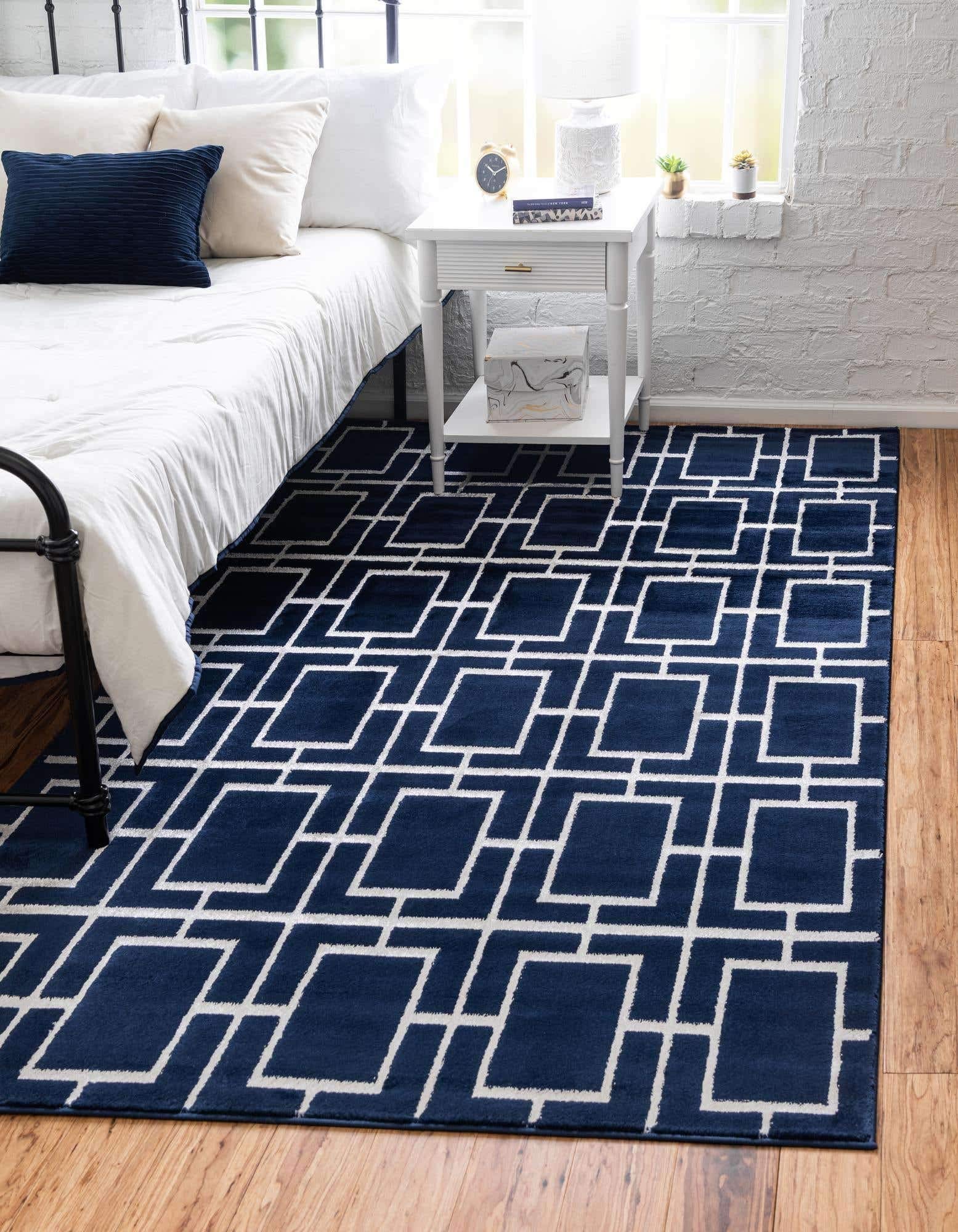 Unique Loom Marilyn Monroe Glam Collection Area Rug – Deco (10’x 13′ 1″ Rectangle, Navy Blue Silver/ Silver)
