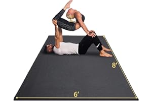 GXMMAT Large Yoga Mat 12'x6'/10'x6'/6'x8'(7mm), Extra Thick Workout Mats for Home Gym Flooring, Ultra Comfortable Non-Slip Quick Resilient Barefoot Wide Exercise Mat for Pilates, Stretching,Meditation