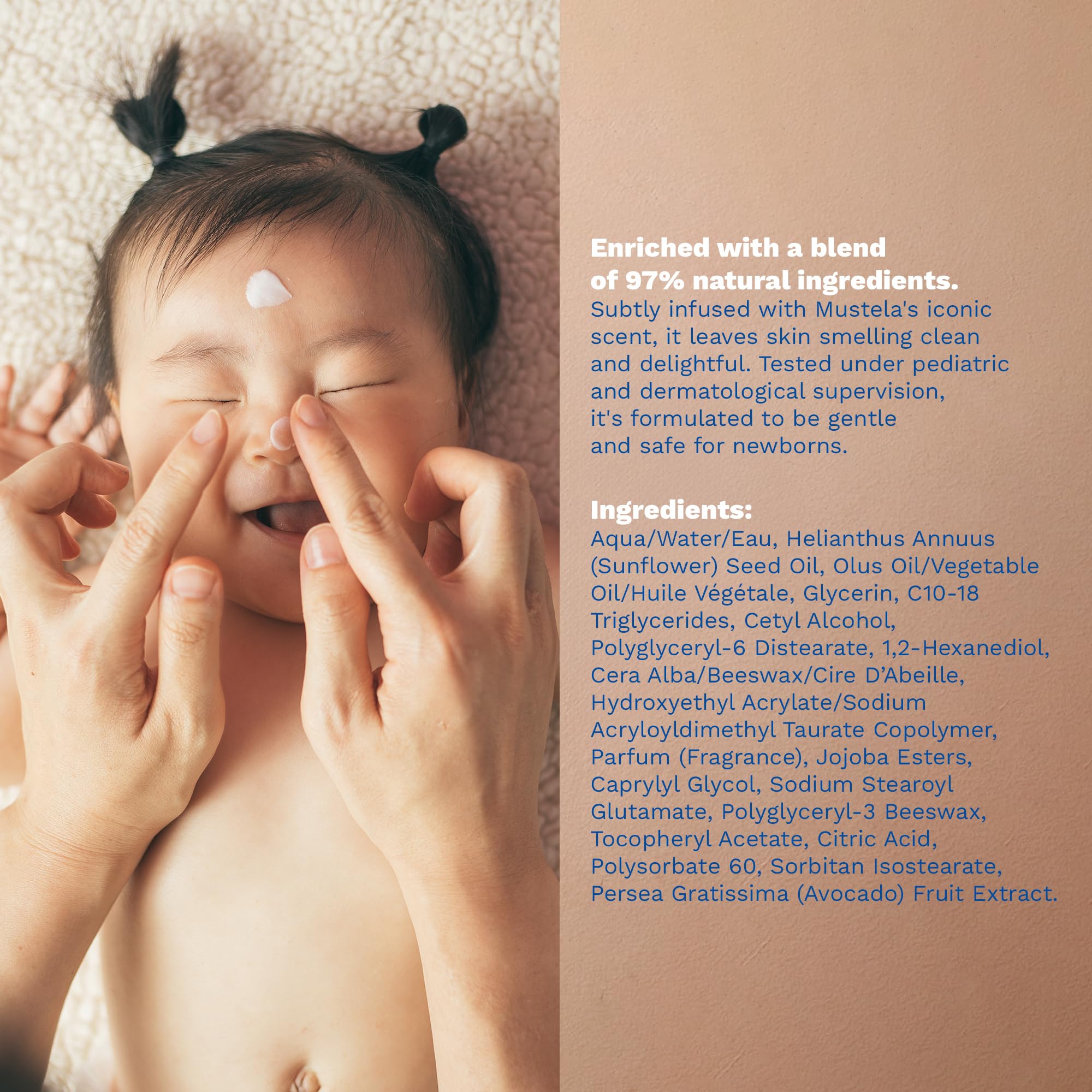 Mustela Hydra Bebe Face Cream – Daily Baby Moisturizer with Natural Avocado, Jojoba Oil & Shea Butter - 1.35 fl. oz. - Packaging may vary