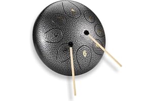 QINGSHI Steel Tongue Drum 6 Inch 8 Note Percussion Instrument Lotus Hand Pan Drum with Drum Mallets Carry Bag， musical education, gifts, mental rehabilitation and yoga meditation (Silver)