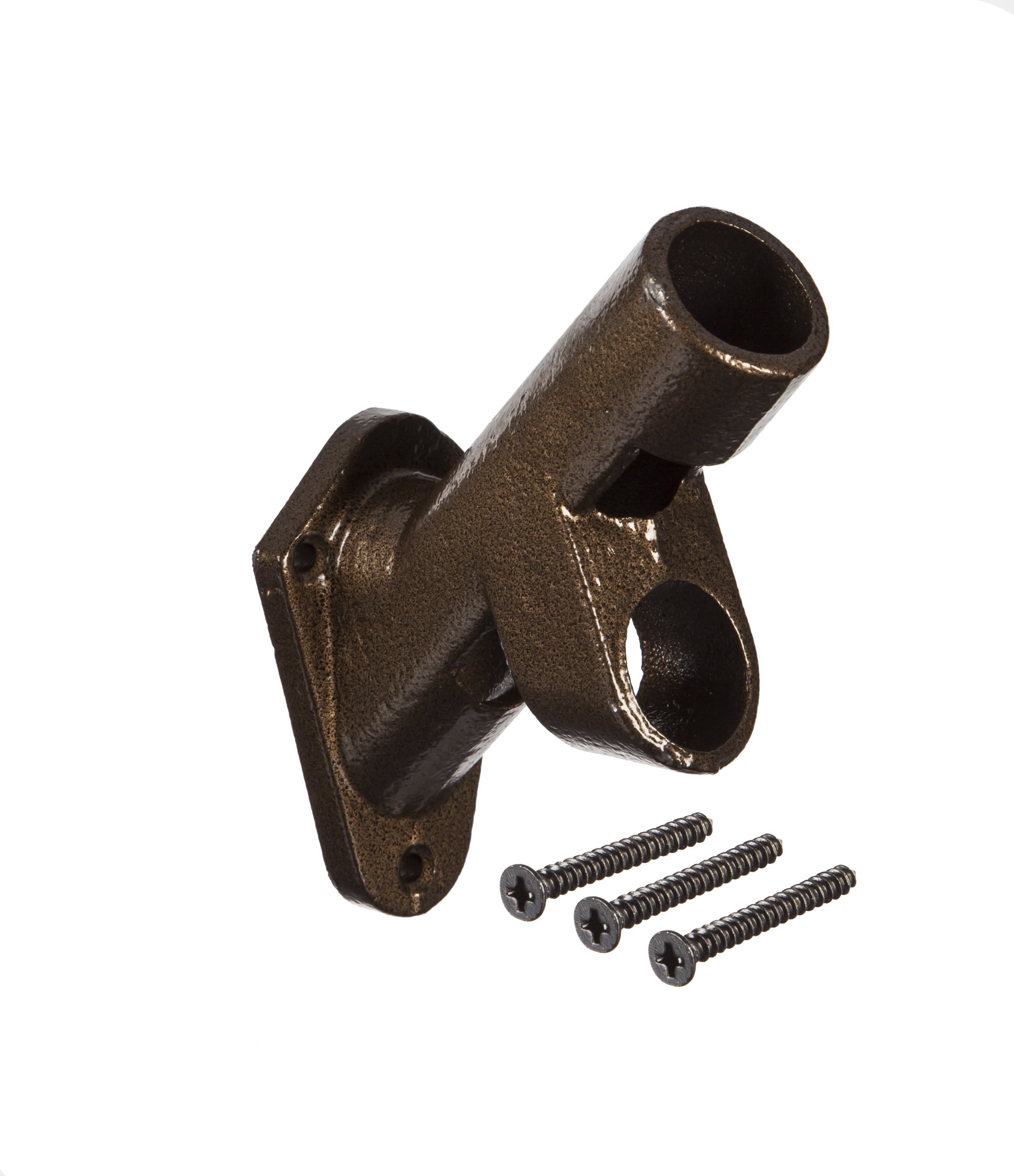 Photo 1 of Evergreen Flag Bracket Two-Position 45 and 90 Degree | Cast Iron | Bronze| Hardware Incl | Outdoor Home | Residential or Commercial | Pole - Not Included