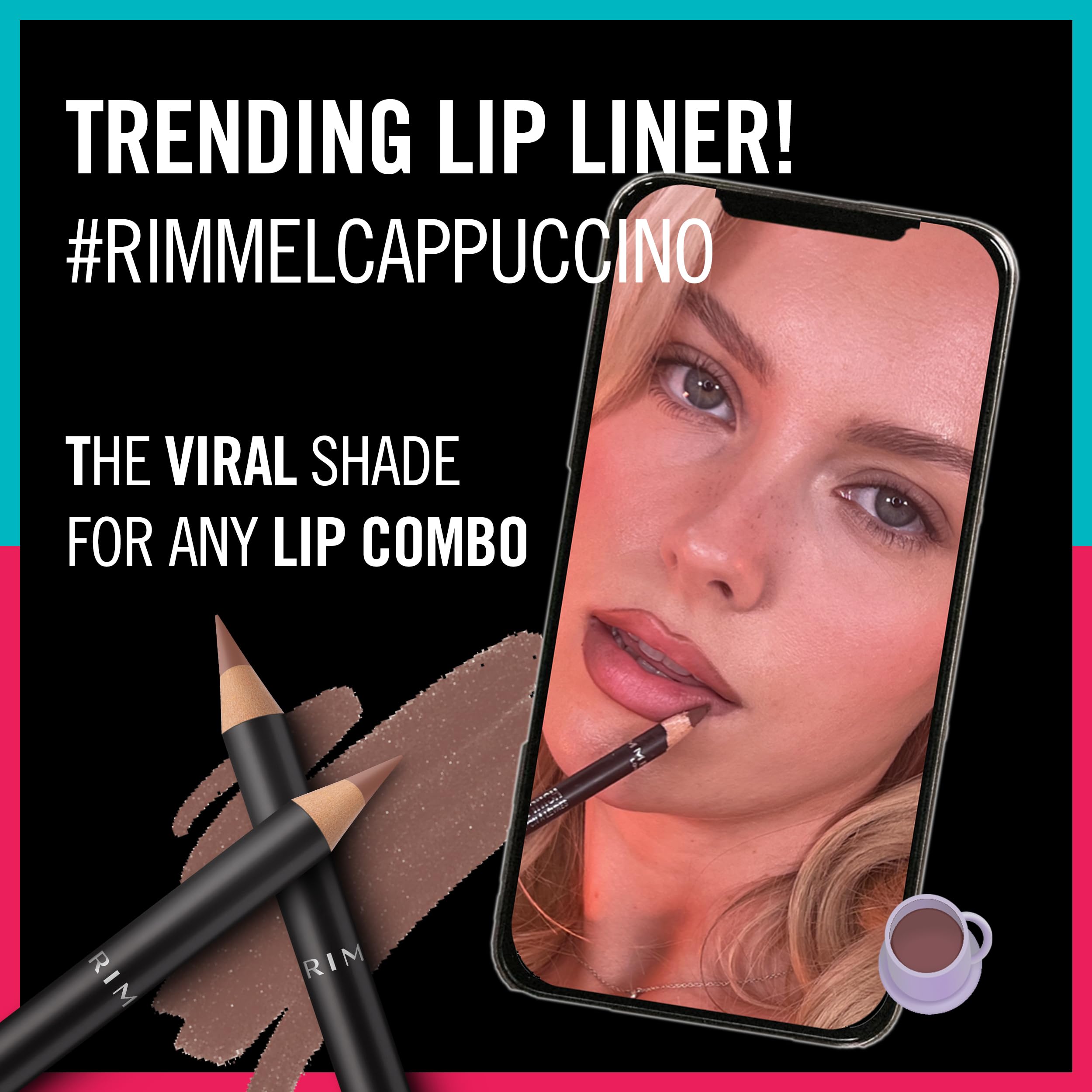 Rimmel Lasting Finish 8HR Soft Lip Liner Pencil - Vibrant, Blendable Formula to Lock Lipstick in Place for 8 Hours - 705 Cappuccino, .04oz