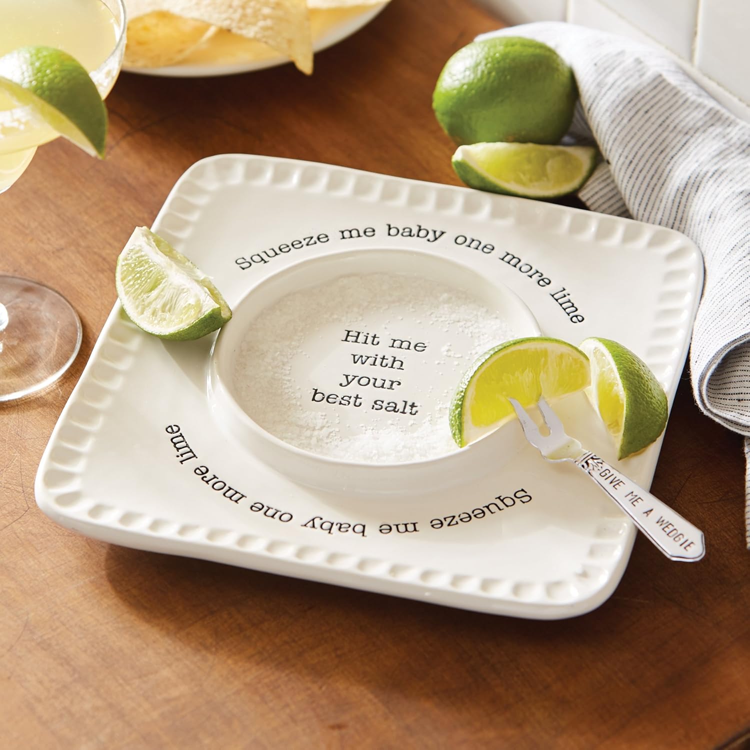  | Mud Pie Lime and Salt Rimmer Margarita Set, White: Rimming Salts & Sugars
