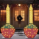 Retisee 2 Pack 4ft Christmas Bubble Light Outdoor Decoration, Xmas Lighted Decor for Outside Yard Garden Lawn Holiday Party, Pre-lit 60 LED Lights, Battery Operated with Timer, Twinkling and Flowing
