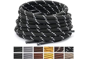 Stepace Round Shoelaces [2 Pairs] Heavy Duty Boot Shoe Laces for Hiking Work Boots