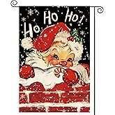 Tikeciti Christmas Santa Claus Welcome Garden Flag 12x18 Inch Double Sided, Xmas Ho Ho Ho Holiday Burlap Small Yard Flag Winter Snowflake Farmhouse Flags Seasonal Patio Outdoor Outside Decoration
