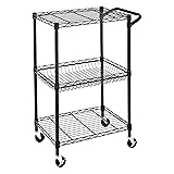 AmazonCommercial 3-Tier Wire Rolling Cart, NSF Certified, 29" W x 16" D x 39.2" H, Black
