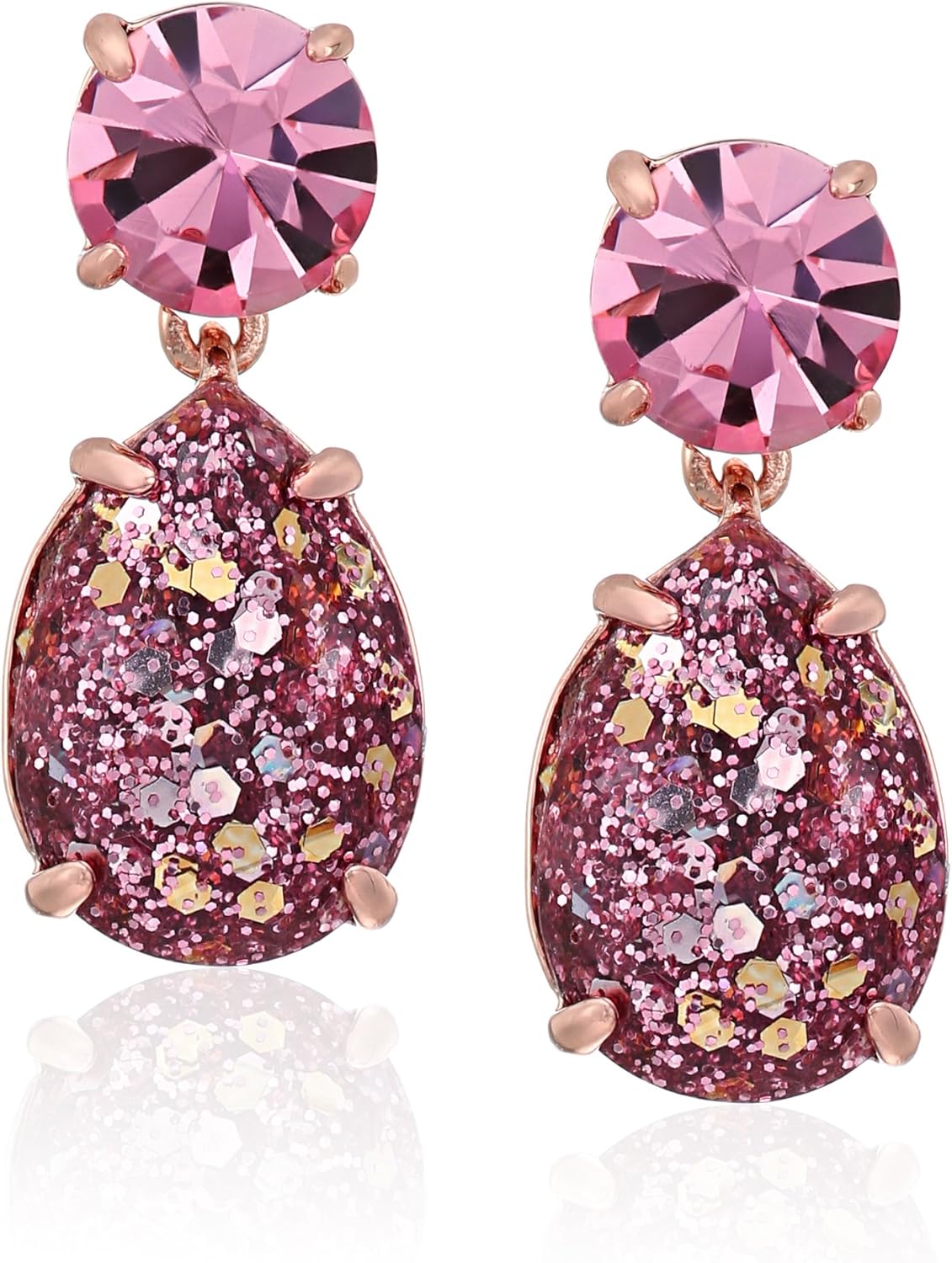 kate spade new york Glitter Double Drop Rose Gold Earrings
