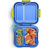ZOKU - Bento Box with Ice Pack, Lunch Box for Kids, Easy to Carry and Clean, Freezer Pack Keeps Food Fresh, Fits Any Snack or Meal, Leakproof (Neat Bento) (Blue)